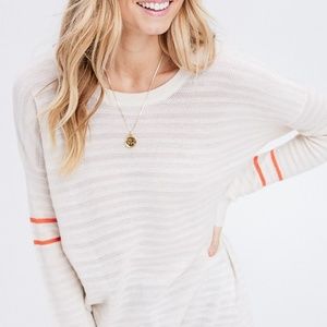 Rib Knit Sweater / Contrast Sleeves